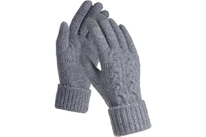 TRENDOUX Guanti Termici Donna Invernali: Guanti Touch Screen Lavorati a Maglia Elastico Antivento, Guanti Pile Foderato Caldo Adatto per Smartphone Corsa Sci Ciclismo Neve Guida, Taglia Unica