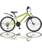 Talson 24 Zoll Mountainbike Fahrrad mit Gabelfederung & Beleuchtung 21-Gang Shimano FSTR Grün Sport & Freizeit