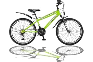 Talson VTT 24" avec suspension de fourche et éclairage, 21 vitesses FSTR, vert