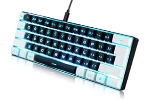 abucow Gaming Keyboard Minimalist Portable Wired Ultra-Compact Mini Imitation 61 Keys RGB Backlit Keyboard (Black-White)