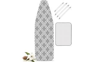 LaFleurs Funda Tabla de Planchar 150x50, Algodón Funda Plancha Universal Ajustable para Plancha de Vapor, Funda Mesa Plancha para 145-150cm x 45-50cm Tabla de Planchar, Planchado Rápido, XXL
