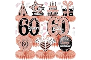 LWAIX 10pz Centrotavolo Compleanno 60 Anni Decorazioni da Tavolo Compleanno Oro Rosa Toppers da Tavolo per Uomini e Donne (60)