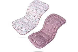 LAT Baby Sitzauflage für Kinderwagen, Doppelseitig Verwendbares Sitzauflage Buggy, Universal Kinderwagen Buggy Einlage für Kleinkinder 78 x 33 cm (Tulpen)