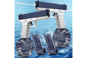 ASORT Lot de 2 pistolets à eau électriques entièrement automatiques pour enfants et adultes Aqua Powered Water Gun Blaster 58 CC + 434 CC Capacité Jouet d'été