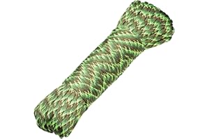 DonDon Cuerda de 30 Metros de Nylon Cuerda de Paracord Cuerda de Supervivencia para Actividades al Aire Libre, para Camping y para Manualidades 4 mm – 7 filamentos olivarero-Verde Claro-marrón