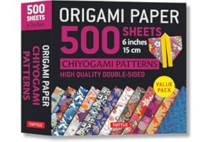 Origami Paper Chiyogami Patterns 500 Sheets 6 inches 15cm: High-Quality Origami Sheets Printed with 12 Different Designs