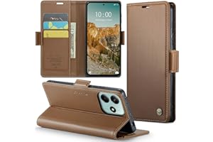 Rerzoiro Handyhülle für Xiaomi Redmi Note 14 5G (Nicht für 4G) Hülle, Premium PU Lederhülle Klappbar Flip Case [RFID Blocker] Tasche Magnet Klapphülle Schutzhülle für Redmi Note 14 5G, Braun