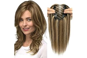 SARO-UP Hair Toppers for Women Real Human Hair Toppers for Thinning Hair 120% Density Swiss Base Clip In Topper Hairpieces 40g Top Hair Toppers for Women with Thinning Hair/Hair Loss （P4/27）