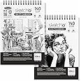 Anupam Sketch-O Sketchbook A5 | 50 Sheets 100 Pages | 140GSM | Durable Acid Free Drawing Paper | Top Spiral-Bound Sketchpad for Artists & Professionals for Marker Colored Pencil Charcoal Pastels (Set of 2)