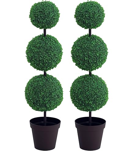 2x Kunstspiraal Buxus Topiary Bomen | Realistisch Kunstmatig Ontwerp | UV Beschermd voor Buitengebruik | Binnen en Buiten | Elegante Decoratie (120 cm), Groen