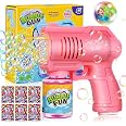 Pistola per bolle di sapone per bambini, macchina per bolle di sapone, bolle, luce a LED