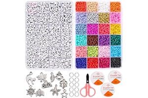 GOODY KING GoodyKing,Kit di perline per braccialetti – Kit di creazione di perline – Set di perline per pony in vetro, lettera alfabeto, arte e artigianato fai da te, fidanzata e ragazzo, età 6 7 8 9