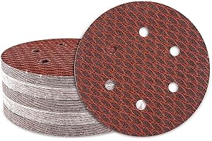 GEOGIEEW Dischi Abrasivi 150mm, 6 Fori Grana 40/80/120/180/320 Carta Abrasiva Legno Metallo, Universale per Levigatrice Orbitale (50Pz)