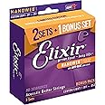 Elixir Strings 16538 80/20 Bronze Acoustic Guitar Strings with Nanoweb Coating, Set of 3 Pieces