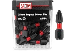 Saxton 24 x PH2-25 mm udarowy śrubokręt krzyżakowy zestawy wierteł Tic Tac Box pasuje do Dewalt Milwaukee Bosch