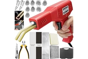 DAHUDTIN 150W Soudure Plastique 2 en1 Soudeuse Plastique Kit Reparation Plastique Soudage Plastique avec 800Pcs Agrafes,40Pcs Bâtons Soudage & 2Pcs Outil de Truelle pour Réparer un Auto/Moto Pare-chocs (rouge)