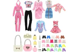 Miunana 2 Vestiti + 2 Abiti + 2 Pantaloni + 2 Costumi Da Bagno + 10 PCS Scarpe + 9 Accessori Per 30 CM 11.5 Pollici Bambola