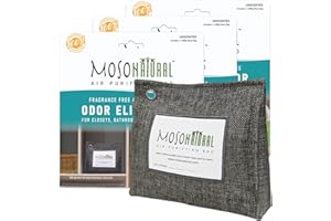 Moso Natural Lot de 3 sacs purificateurs d'air 300 g Un éliminateur d'odeurs sans parfum pour placards, salles de bains, buanderies, zones pour animaux domestiques. Absorbeur d'odeurs de charbon de