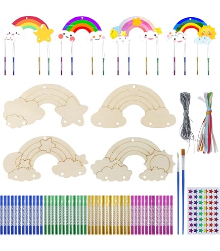 Kit 8 Papillons En Bois à Peindre Avec Carillon à Vent - DIY Activité Manuelle Pour Enfants, Décoration Fête
