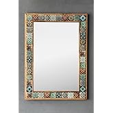 Oscar Stone Decor Solid Frame Mosaic Stone Mirror 53 Cm X 73 Cm Tile Mosaic Ceramic Pattern