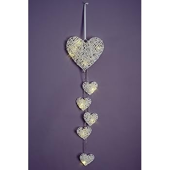 6 Led Hanging String Heart Light Amazon Co Uk Lighting