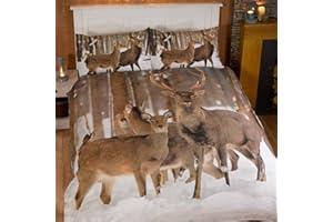 RAPPORT HOME Stag Trapunta con Cervo, Copripiumino e 2 federe, Biancheria da Letto, Multicolore, Matrimoniale., Poliestere e Cotone., Multicolore, Doppio