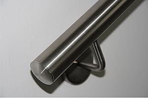 STAHLIGATOR Main courante en acier inoxydable V2A 42,4 mm, 240K, main courante murale, polie, avec embout légèrement incurvé 1500 mm