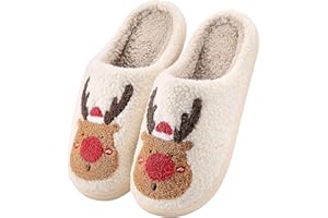 Xnova Damskie zimowe kapcie domowe śmieszne kapcie damskie ciepłe miękkie kapcie antypoślizgowe na Boże Narodzenie termokurczliwe kapcie