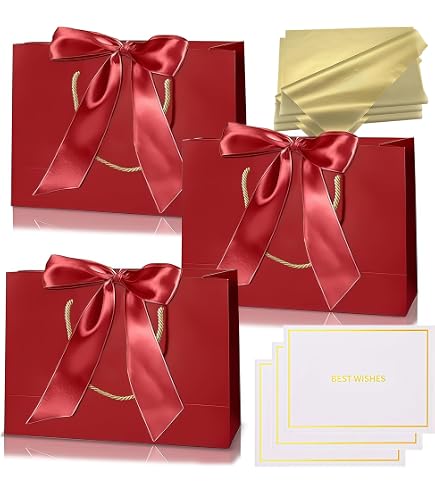 Confezione 8 Sacchetti Regalo Metallizzati Dimetey | Con Fiocco, Nastro E Carta Veline, 28x20x10 Cm, Per Matrimoni E Lauree