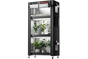 ‎SPIDER FARMER Spider Farmer 2025 Pflanzenständer 4 Etagen Höhe Einstellbar mit 108w 6 Stück Led Vollspektrum Pflanzenlampe und Growzelt Pflanzenregal Indoor Blumenständer für Draußen Metall Schwarz 70x35x150cm