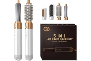 Airstyler 5-in-1 Lockenstab, Golden Goods Hairstyler Set mit Warmluftbürste, Glättbürste, Haartrockner, Geben Sie dem Haar Vo