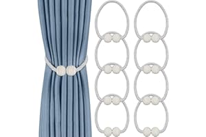 Lyspace 8 Pack Magnetic Curtain Tiebacks,Convenient Drape Tie Backs Decorative Curtain Holdbacks Holder Curtain Tiebacks for Window Draperies, No Tools Required-Pearl Shape