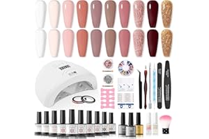 ‎RSTYLE RSTYLE UV Nagellack Set Starterset mit Lampe 48 W UV/LED, 15 pcs Nagelset Starterset GelnägelNagellampe UV Gel Nagel Set with Top & Base Coat Soak Off Nail Art Maniküre rot Lampe mit Sockel