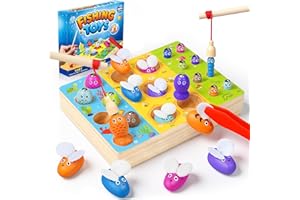 COOLJOY Spielzeug ab 2 Jahre, 3 in 1 Magnetische Angelspiel Motorikspielzeug, Spiele ab 2 3 Jahre, Montessori Spielzeug ab 2 3 Jahre, Holzspielzeug, Kinder Adventskalender, Geschenke für Mädchen Junge