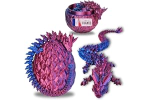 KOALA STUDIO Drago Articolato & Uovo di Drago Stampato in 3D - Decorazione per Universo Fantastico / Fidget Toy - Idea Regalo Unica, Decorazione per la Casa, Camera, Salotto, Bambini (Rosso Blu Brillante)