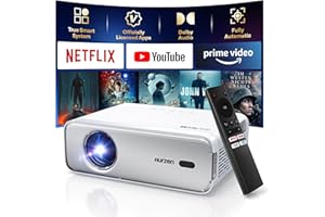 AURZEN Eazze D1 Videoprojecteur 4K Officielle-NetfIix, DoIby, Auto Focus/Keystone, HDR10, Mini Vidéoprojecteur WiFi Bluetooth Portable, Full HD 1080P Vidéo Projecteur, Zoom 50% HDMI/USB, Argent