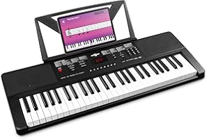 Max Rhapsody54 Clavier Électronique, 54 Touches, Synthétiseur Débutant, Deux Modes d'Apprentissage, Avec Porte-partitions, Deux Haut-parleurs Intégrés, Idéal pour Démarrer votre Apprentissage