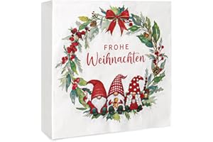 GEBETTER 40 Stück Weihnachten Servietten als Tischdeko, 33x33cm Wichtel Weihnachtskranz Weihnachtsdeko Papierservietten Geschenk Deko für Winter Neujahr Party Dekoration