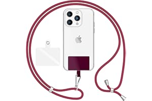 NALIA Universal-Kette mit Pad, Band für Handy-Hülle zum Umhängen, Karabinerhaken Anhänger aus Metall, Schlüsselband Umhängeband 160 cm, Crossbody Lanyard mit Schlaufe, Verstellbar, Farbe:Bordeaux