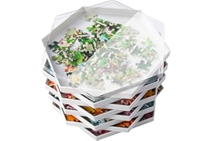 BECKO US Becko - Plateaux de tri de puzzle empilables avec couvercle - Accessoires pour puzzles jusqu'à 1500 pièces - 8 plateaux hexagonaux (blanc)