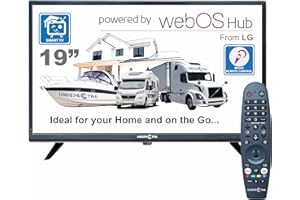 Unispectra ® 19" Smart TV (webOS) 12V HDR LED 230V 24V Triplo sintonizzatore: satellitare, terrestre, cable. 3xHDMI, 2xUSB, Telecomando magico TV 12V per camper, caravan, furgone, barca