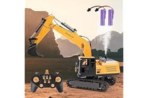 Banaone RC Escavatore, Escavatore Radiocomandato per Bambini, Giocattolo da Costruzione Telecomandato, rotazione a 680°, luce ed effetti sonori, regalo di compleanno ragazzo 6 7 8 9 10 11 12 anni (B)