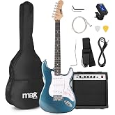 MAX GigKit 4/4 Petrol Electric Guitar for Beginners | Solid 22 fret body, 40W amplifier with boost, includes case, tuner, pic