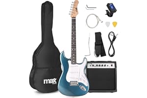 MAX Pack Guitare Électrique GigKit avec Amplificateur 40 Watts - Pétrole, Livré avec de Nombreux Accessoires, une Housse, des Médiators et un Accordeur Numérique, Idéal pour les Débutants