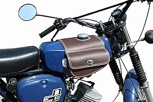 MADE4BIKERS Leder Tanktasche mit Schnellverschluss Tankrucksack Tasche Packtasche Braun für Simson S50 S51 S70