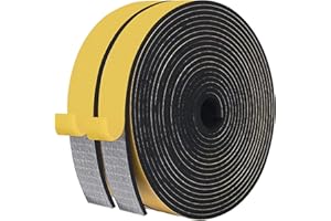 KAPOOSY Weather Stripping Door Seal, 25mm W X 3mm T Adhesive Foam Tape, Window Door Draught Excluder Air Conditioner Gasket Foam Tape, Total Length 10M (2 Rolls)