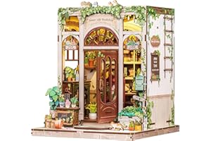 Fsolis Book Nook Kit- Maison Miniature DIY en Bois avec LED 3D - Puzzle Créatif Antistress pour Décoration Bibliothèque - Cadeau Unique Adultes/Adolescents(Green Life Bookshop)