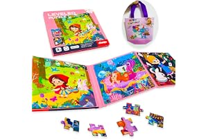Eydeal Magnetic Puzzles Travel Toys for Kids 3 4 5 Years Old Toddlers, Car Games Activities Magnets Books Girls Birthday Gift Mermaid Fairy Taleدية عيد ميلاد (حكاية حورية البحر الخيالية)