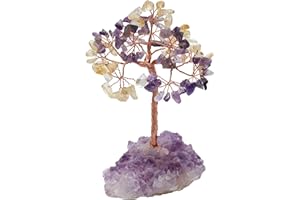 FASHIONZAADI Citrine & Amethyst Tree With Amethyst Cluster Base Gemstone Tree For Home Living Room Decor Chakra Balancing Reiki Healing Stone Tree For Love Best Gift For Girl Women Size 4-4.5 Inch