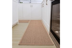 SIXHOME Kitchen Runner Mats non slip Washable Modern Kitchen Absorbent and Stain-Resistant Floor mats indoor non slip 2 Pieces 40x60cm + 40x120cm Beige